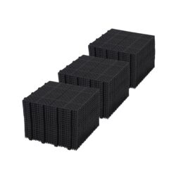 Interlocking Deck Tiles Plastic Waterproof Outdoor All Weather Anti-Slip Bathroom Shower Balcony Porch Strong Weight Capacity Upto 6613 Lbs, Rosette Pattern Pack Of 60 - Black