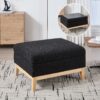 Upholstered Storage Ottoman With Reversible Lid Coffee Table, Foot Stool Square Footrest With Rubberwood Legs For Living Room Bedroom Entryway And Office - Black - Image 5
