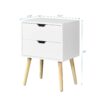 Mid Century Modern Side Table With 2 Drawers And Rubber Wood Legs - White - Image 4