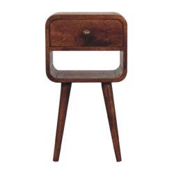 Mini Curved Bedside Table With Lower Slot - Caramel