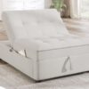 4 In 1 Sofa Bed, Chair Bed, Multi - Function Folding Ottoman Bed With Storage Pocket And USB Port For Small Room Apartment, Living Room, Bedroom, Hallway - White - Image 11