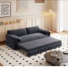 Queen Pull Out Sofa Bed, 3 In 1 Convertible Sleeper Sofa With Side Storage Multifunctional Velvet Loveseat Bed For Living Room - Gray - Image 5