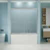 Double Sliding Bathtub Shower Door, Semi Frameless Bypass Tub Door, 1 / 4" 6Mm Tempered Glass With Explosion Proof Film, Adjustable Aluminum Alloy Frame 24D03 T60Bnx - Brushed Nickel - Image 11
