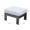 Patio Indoor Outdoor Aluminum Ottoman Footstool With Cushion - Powdered Pewter - Image 3