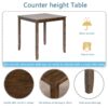 5 Pieces Dining Table Set, Wooden Dining Square Table Set For 4, Counter Height Kitchen Table Set With Square Table And 4 Upholstered Chairs For Small Space - Walnut - Image 8