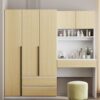3 Door Storage Desk Wardrobe For Bedroom With Shelves And 3 Drawers - Natural - Image 10