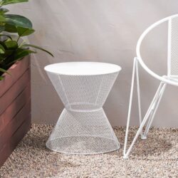 Contemporary Nevada Side Table With Mesh Design - Matte White