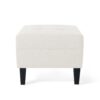 Ottoman With Birch Wood Legs And Cushioned Top For Comfort - Ivory - Image 5