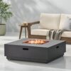 Wellington - Stylish Square Fire Pit Iron For Outdoor Warmth - Brown / Gold - Image 3