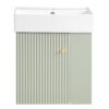 Modern Floating Bathroom Vanity With Ceramic Basin, Perfect For Small Bathrooms, Right Side Storage - Green - Image 13