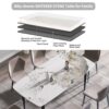 70.87" Modern Artificial Stone Pandora White Curved Black Metal Leg Dining Table - Antique White - Image 7