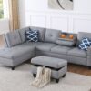 Irine - Faux Leather Sectional Sofa With Ottoman - Gray - Image 13