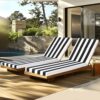 2 Piece Indoor / Outdoor Chaise Lounge Chair Cushion Set With Ties, Patio Seat Cushions For Lawn, Pool & Beach - Black / White Stripe - Image 10