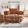 360° Swivel Chair Accent Barrel Chair Swivel Round Sofa Chair With 3 Removable Pillows For Living Room, Office And Hotel - Orange Red - Image 5