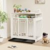 Wooden Dog Crate Furniture With Divider And Storage - White - Image 4