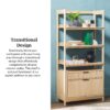 Transitional Wide Reeded Bookshelf With Drawers On Bottom - Oak - Image 11