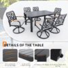 7 Pieces Outdoor Patio Furniture Set, Modern Dining Set With 6 Swivel Rockers Sunbrella Fabric, Rectangular Table With Umbrella Hole - Bourbon Brown - Image 6