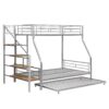 Twin Over Full Size Metal Bunk Bed With Trundle And Storage Staircase - Silver - Image 9