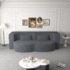 Modern Floor Sofa, With 2 Pillows, Convertible Teddy Fabric Foam Filled Bed, Full Size Folding Mattress, Suitable For Living Room Guest Room, Game Room - Gray - Image 19