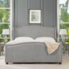 Carmen - King Upholstered Wingback Panel Bed Frame - Silver Gray - Image 9