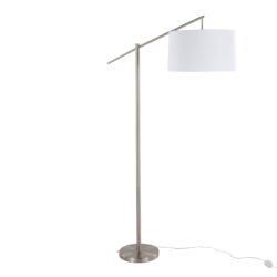 Casper - Contemporary Floor Lamp - Nickel / Off White