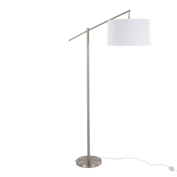 Casper - Contemporary Floor Lamp - Nickel / Off White