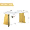 Dining Table, Paired With Electroplated Golden Butterfly Table Legs - Gold / White - Image 3