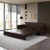 Pull Out Sofa Bed, 3 In 1 Faux Leather Convertible Sleeper Sofa With Nailhead Trim & Rolled Arm Multifunctional Sofa Bed For Living Room - Dark Brown - Image 5
