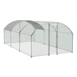 Large Chicken Coop Metal Chicken Run With Waterproof And Anti-Uv Cover, Dome Shaped Walk-In Fence Cage Hen House For Outdoor And Yard Farm Use, 1" Tube Diameter - White