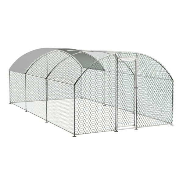 Large Chicken Coop Metal Chicken Run With Waterproof And Anti-Uv Cover, Dome Shaped Walk-In Fence Cage Hen House For Outdoor And Yard Farm Use, 1" Tube Diameter - White