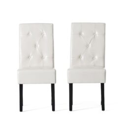 Carter - 5 Tuft Dining Chair With Button Tufted Backrest And Espresso Legs - Ivory