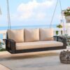 3 Person Porch Swing With Chains, Large Patio Swing Bench With Cushions For Backyard, Garden, And Poolside - Brown - Image 2
