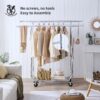Heavy Duty Double Clothing Garment Rack With Shelves - Silver - Image 4