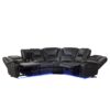 Modern Faux Leather Manual Reclining With Center Console With LED Light Strip, Living Room Furniture Set, Symmetrical Couch With 2 Cup Holders And Storage For Living Room - Black - Image 9