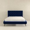 Dillon - Velvet Platform Bed Queen Size - Blue - Image 4