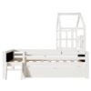 Twin Size House Bed With Ladder, Storage Drawers, And Blackboard Design - White - Image 4
