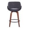 Fabrico - Mid-Century Modern Fixed Height Counter Stool & Round Footrest (Set of 2) - Walnut / Charcoal - Image 5
