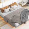 King Size Floating Bed With LED Lights Underneath, Modern King Size Low Profile Platform Bed With LED Lights - Gray - Image 6