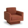 360° Modern Swivel Accent Chair Round Armchair, Thick Padded Single Lounge Sofa Upholstered Comfy - Brick Red - Image 6