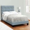 Twin Size Bed, Upholstered, Frame Only, Transitional - Blue - Image 3