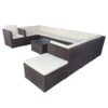 11 Piece Patio Wicker Conversation Set, 10 Seater Patio Sectional Set With 3 Storage Box Under Seat - Brown / White - Image 17