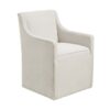 Traditional Skirted Dining Arm Chair With Casters Polyester Upholstery - Cream - Image 7