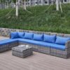 Patio Sofa With Cushions - Blue / Gray - Image 3