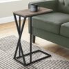 Accent Table, C - Shaped, Contemporary And Modern - Taupe / Black - Image 8
