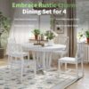 Topmax - 5 Piece Rustic Extendable Dining Table Set Round Trestle Table And 4 Cross Back Dining Chairs For Kitchen, Dining Room - Gray - Image 3