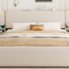 Queen Size Upholstered Platform Bed With Reading Lights, Drawers, Trundle And Shelves - Beige - Image 18