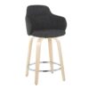 Boyne - Contemporary Fixed Height Counter Stool With Swivel With Round Footrest (Set of 2) - Natural / Dark Gray - Image 2