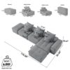 Modern Oversized Modular Sectional Sofa, Sparkling Chenille Fabric Soft Cushion Sofa With 6 Pillows, 6 Pieces Diy Combination Tufted Sofa, No Assembly Required - Black - Image 8