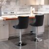 Swivel Velvet Barstools Adjusatble Seat Height From 25-33", Modern Upholstered Chrome Base Bar Stools With Backs Comfortable Tufted For Home Pub And Kitchen Island (Set of 2) - Black - Image 16