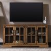 Modern Farmhouse Two Tone Windowpane Glass Door TV Stand For TVs Up To 65" - Brushed White / Rustic Oak - Image 4
